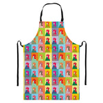 Colorful Rooster Pattern Print Bib Apron With Pocket