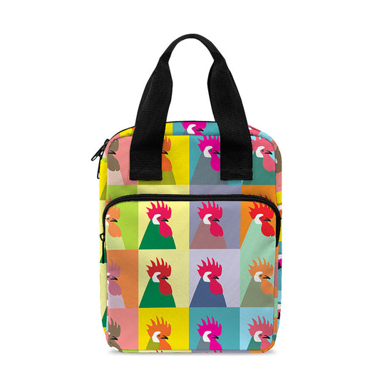 Colorful Rooster Pattern Print Bible Tote Bag