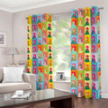 Colorful Rooster Pattern Print Dimout Grommet Curtains