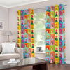 Colorful Rooster Pattern Print Blackout Grommet Curtains