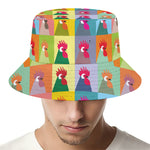 Colorful Rooster Pattern Print Bucket Hat