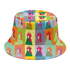 Colorful Rooster Pattern Print Bucket Hat