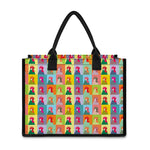 Colorful Rooster Pattern Print Canvas Tote Bag