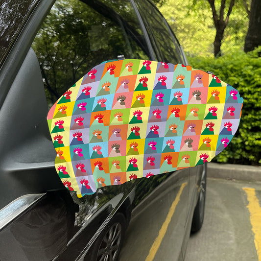 Colorful Rooster Pattern Print Car Side Mirror Covers