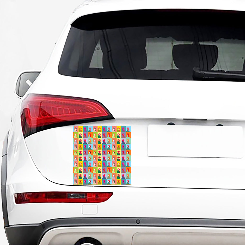 Colorful Rooster Pattern Print Car Sticker