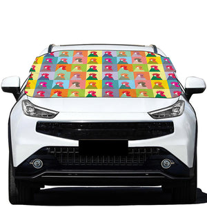 Colorful Rooster Pattern Print Car Windshield Snow Cover