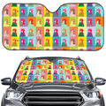 Colorful Rooster Pattern Print Car Windshield Sun Shade