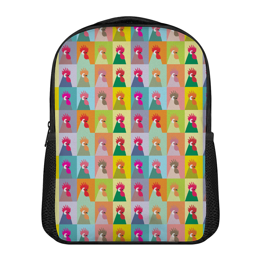 Colorful Rooster Pattern Print Casual Backpack
