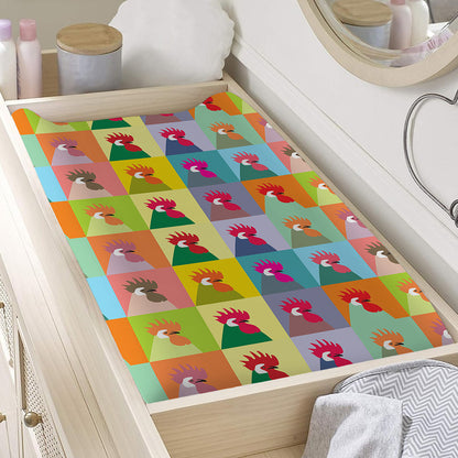 Colorful Rooster Pattern Print Changing Pad Cover