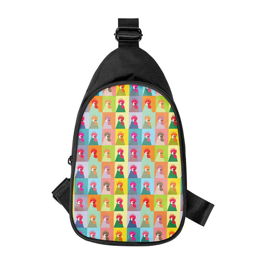 Colorful Rooster Pattern Print Chest Bag