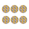Colorful Rooster Pattern Print Coaster Set