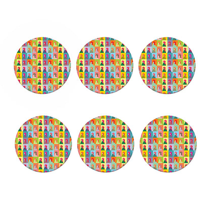 Colorful Rooster Pattern Print Coaster Set