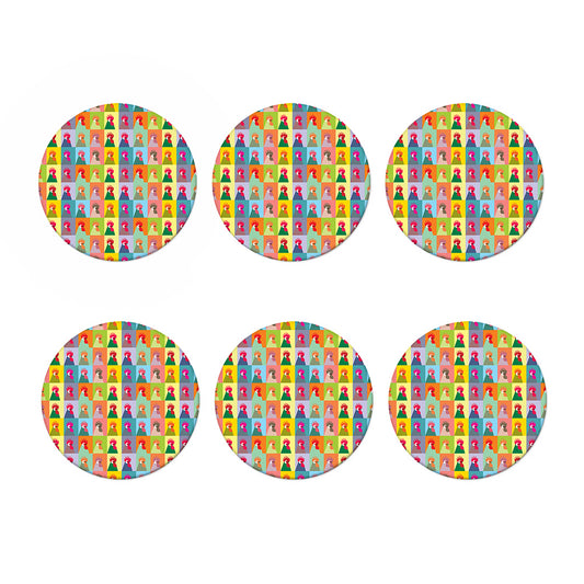 Colorful Rooster Pattern Print Coaster Set