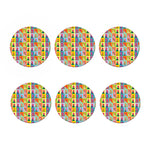 Colorful Rooster Pattern Print Coaster Set