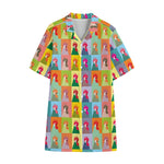 Colorful Rooster Pattern Print Cotton Hawaiian Shirt