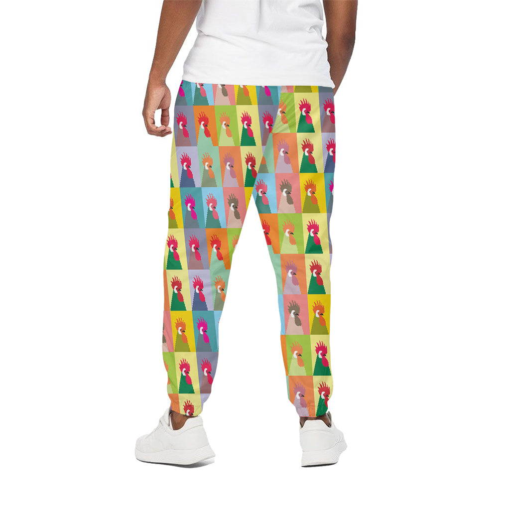 Colorful Rooster Pattern Print Cotton Pants