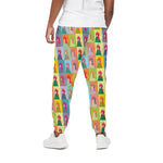 Colorful Rooster Pattern Print Cotton Pants