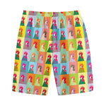 Colorful Rooster Pattern Print Cotton Shorts