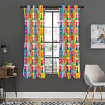 Colorful Rooster Pattern Print Curtain
