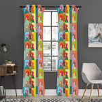 Colorful Rooster Pattern Print Curtain
