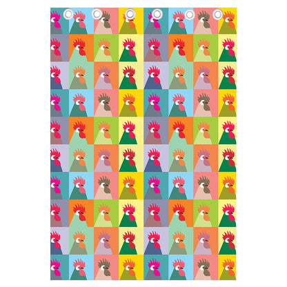Colorful Rooster Pattern Print Curtain