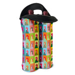 Colorful Rooster Pattern Print Double Neoprene Wine Tote