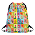 Colorful Rooster Pattern Print Drawstring Backpack
