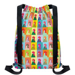 Colorful Rooster Pattern Print Drawstring Backpack
