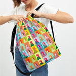 Colorful Rooster Pattern Print Drawstring Backpack