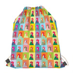 Colorful Rooster Pattern Print Drawstring Bag