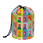 Colorful Rooster Pattern Print Drawstring Makeup Bag