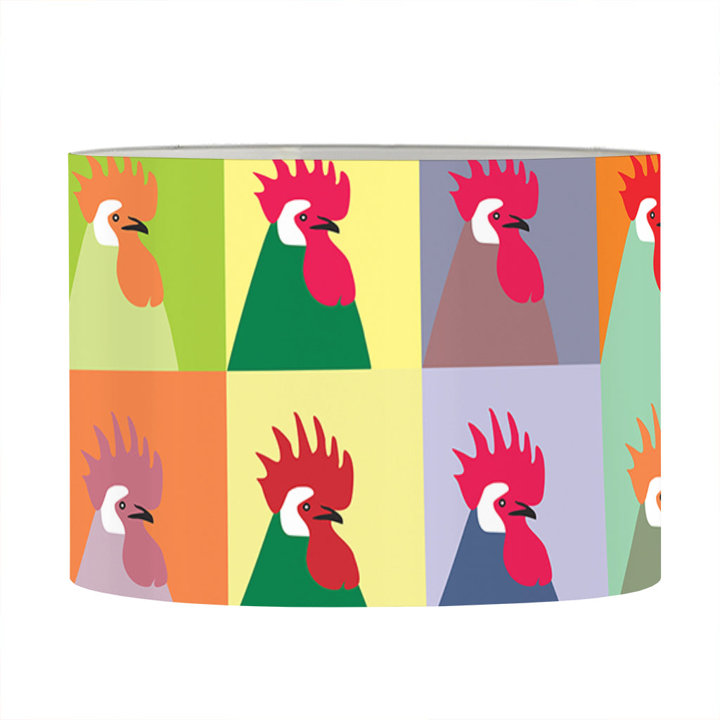 Colorful Rooster Pattern Print Drum Lamp Shade