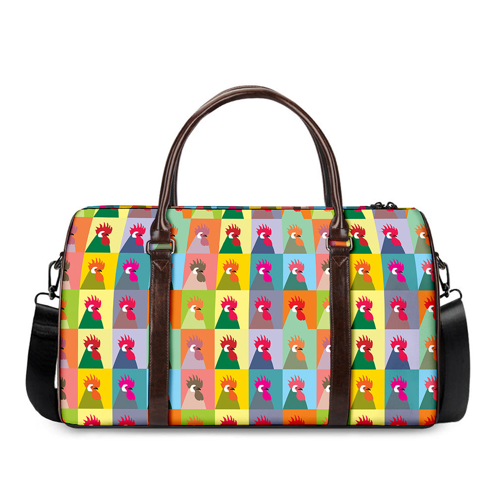 Colorful Rooster Pattern Print Duffle Bag