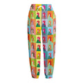 Colorful Rooster Pattern Print Fleece Lined Knit Pants