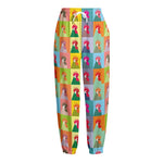 Colorful Rooster Pattern Print Fleece Lined Knit Pants