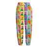 Colorful Rooster Pattern Print Fleece Lined Knit Pants