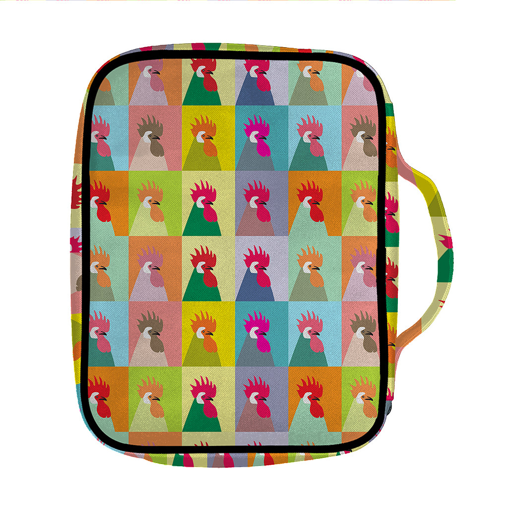 Colorful Rooster Pattern Print Front Pocket Bible Bag