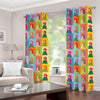 Colorful Rooster Pattern Print Grommet Curtains