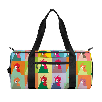 Colorful Rooster Pattern Print Gym Bag