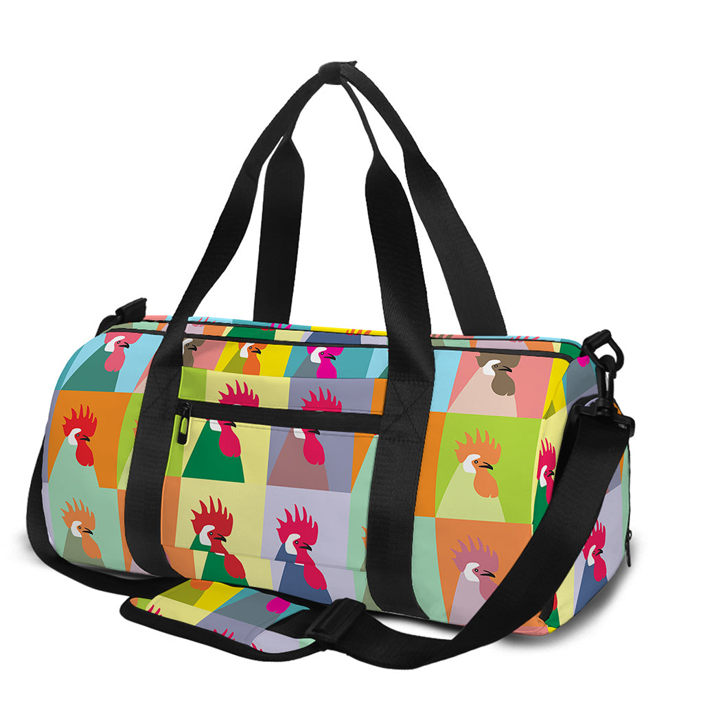 Colorful Rooster Pattern Print Gym Bag