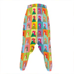 Colorful Rooster Pattern Print Hammer Pants