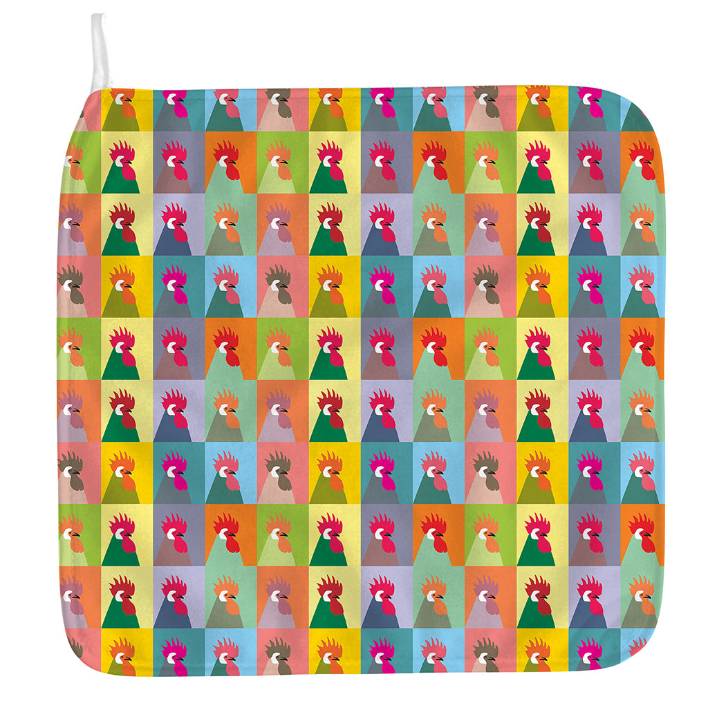 Colorful Rooster Pattern Print Hand Towel