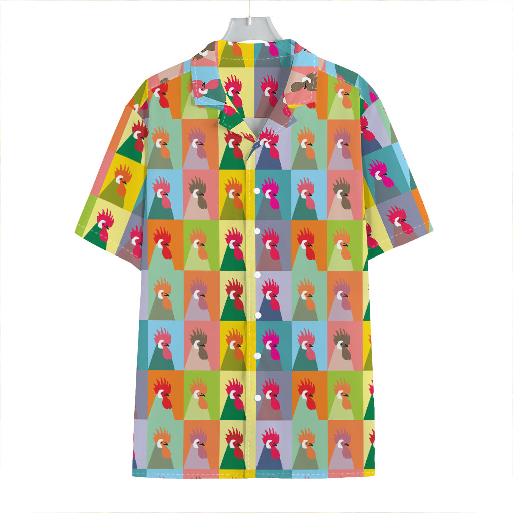 Colorful Rooster Pattern Print Hawaiian Shirt