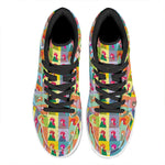 Colorful Rooster Pattern Print High Top Leather Sneakers