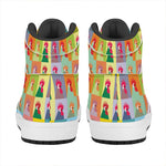Colorful Rooster Pattern Print High Top Leather Sneakers