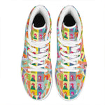 Colorful Rooster Pattern Print High Top Leather Sneakers
