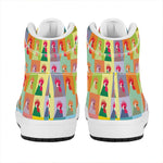 Colorful Rooster Pattern Print High Top Leather Sneakers