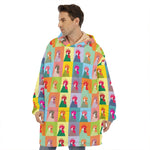 Colorful Rooster Pattern Print Hoodie Blanket