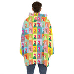 Colorful Rooster Pattern Print Hoodie Blanket