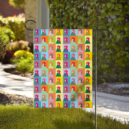 Colorful Rooster Pattern Print House Flag